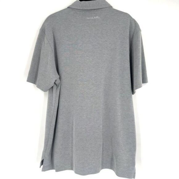 Travis Mathew Golf Shirt Mens Large Gray Blue Striped Polo Short Sleeve Casual - Picture 2 of 13